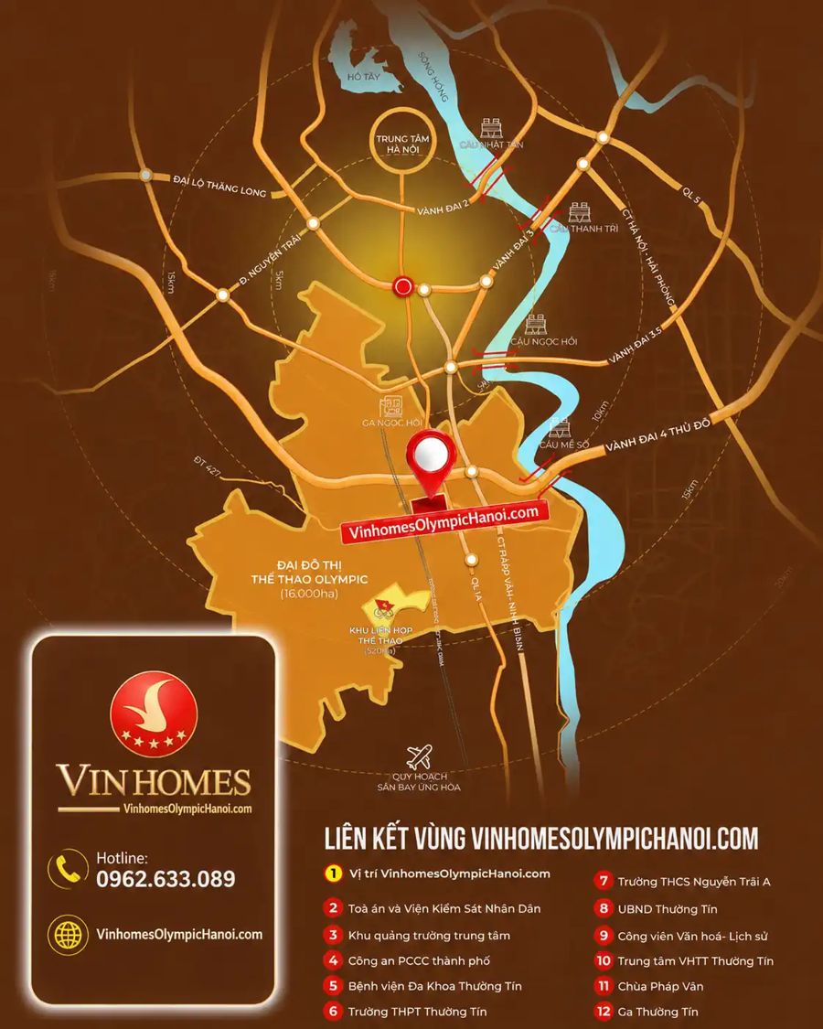 Bản đồ vị trí dự án Vinhomes Olympic