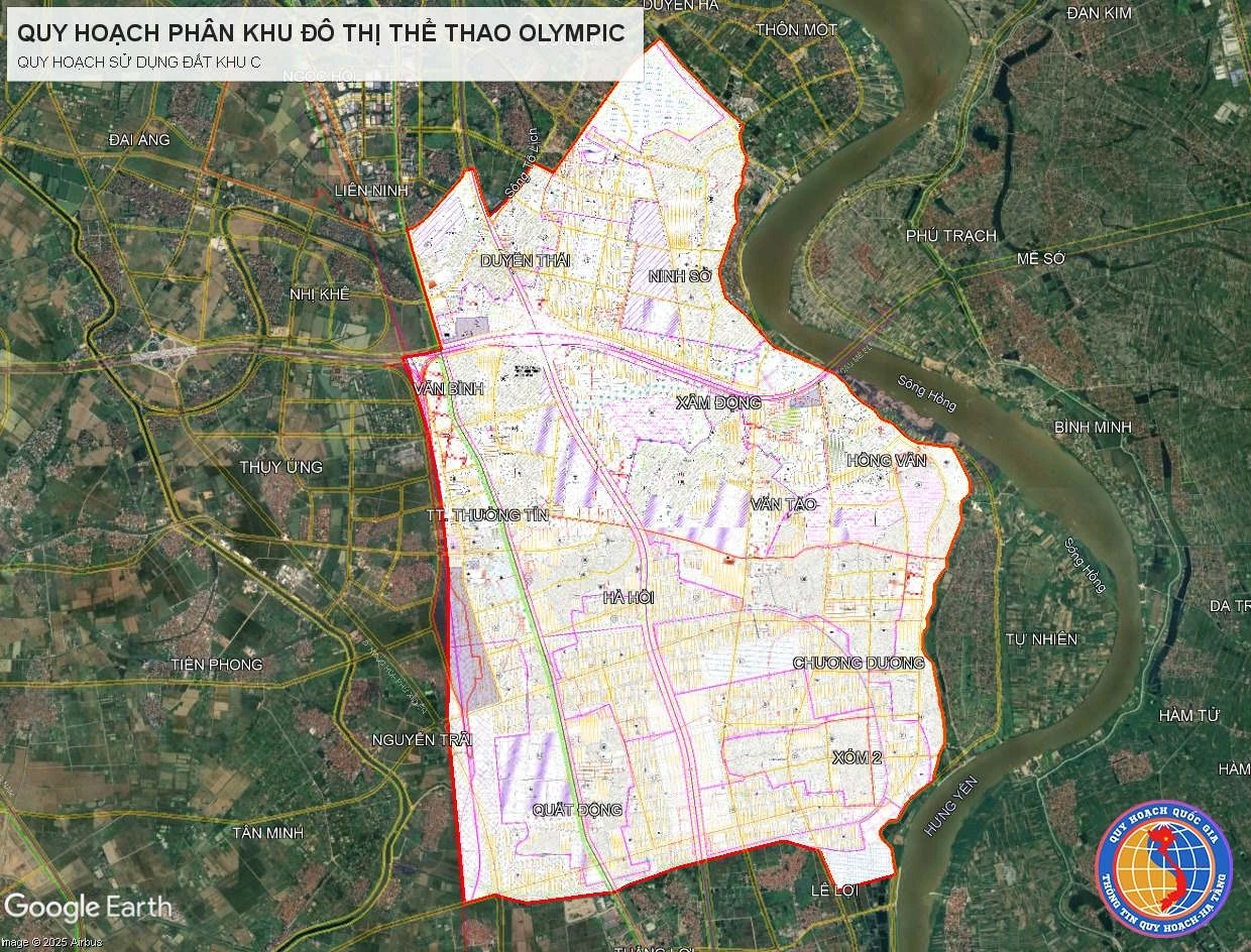 Bản đồ quy hoạch sử dụng đất phân khu C Vinhomes Olympic – Khu đô thị thể thao Olympic